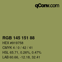 Color code: RGB 145 151 88 | qconv.com