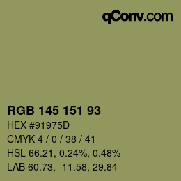 Color code: RGB 145 151 93 | qconv.com