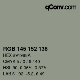 カラーコード: RGB 145 152 138 | qconv.com