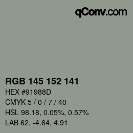 カラーコード: RGB 145 152 141 | qconv.com