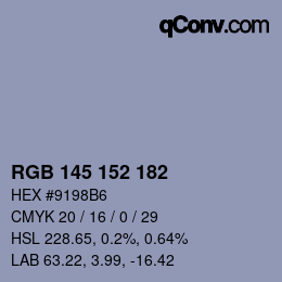 Farbcode: RGB 145 152 182 | qconv.com