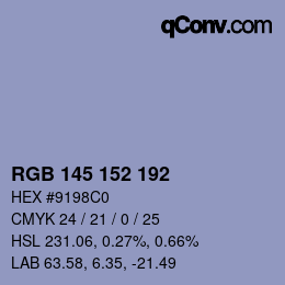 Color code: RGB 145 152 192 | qconv.com