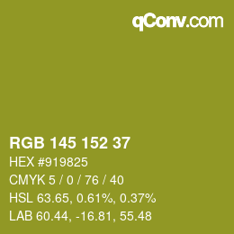 カラーコード: RGB 145 152 37 | qconv.com