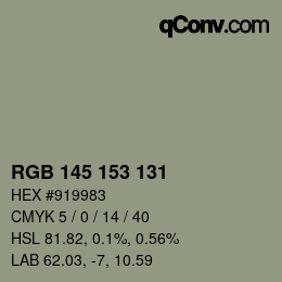 Color code: RGB 145 153 131 | qconv.com