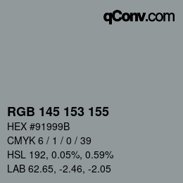 Color code: RGB 145 153 155 | qconv.com