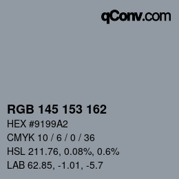 Color code: RGB 145 153 162 | qconv.com