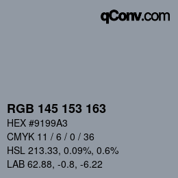 Color code: RGB 145 153 163 | qconv.com