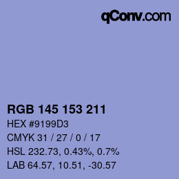 Color code: RGB 145 153 211 | qconv.com