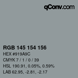Code couleur: RGB 145 154 156 | qconv.com