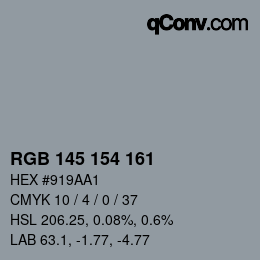 Farbcode: RGB 145 154 161 | qconv.com
