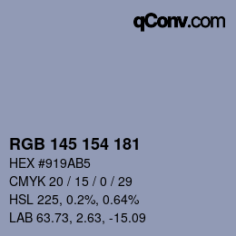 Color code: RGB 145 154 181 | qconv.com