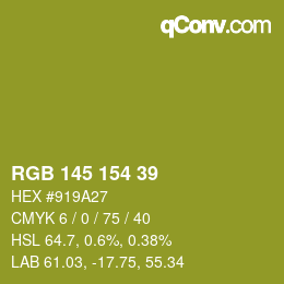 Color code: RGB 145 154 39 | qconv.com