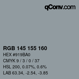 Color code: RGB 145 155 160 | qconv.com