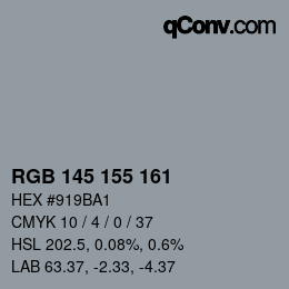 カラーコード: RGB 145 155 161 | qconv.com