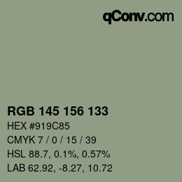 Color code: RGB 145 156 133 | qconv.com