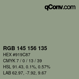 Código de color: RGB 145 156 135 | qconv.com