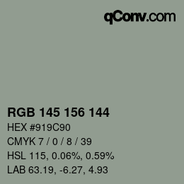 カラーコード: RGB 145 156 144 | qconv.com