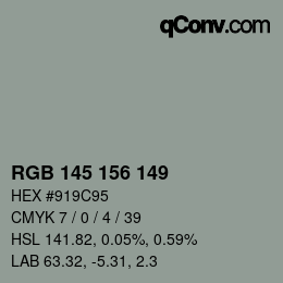 Código de color: RGB 145 156 149 | qconv.com
