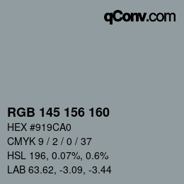 Color code: RGB 145 156 160 | qconv.com