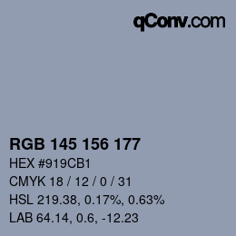 Farbcode: RGB 145 156 177 | qconv.com
