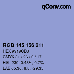 Color code: RGB 145 156 211 | qconv.com