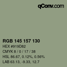Farbcode: RGB 145 157 130 | qconv.com