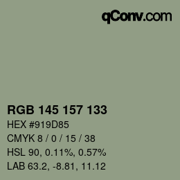 カラーコード: RGB 145 157 133 | qconv.com
