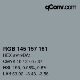 Farbcode: RGB 145 157 161 | qconv.com
