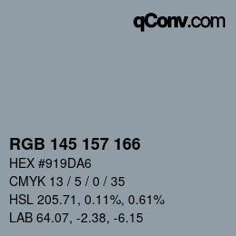 カラーコード: RGB 145 157 166 | qconv.com