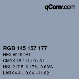 颜色代码: RGB 145 157 177 | qconv.com
