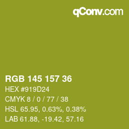 Color code: RGB 145 157 36 | qconv.com