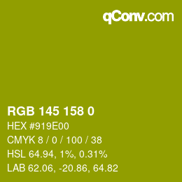 カラーコード: RGB 145 158 0 | qconv.com