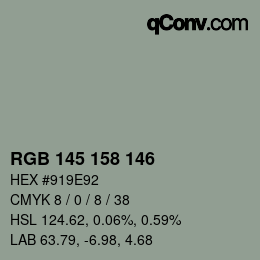 Código de color: RGB 145 158 146 | qconv.com