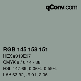 Color code: RGB 145 158 151 | qconv.com