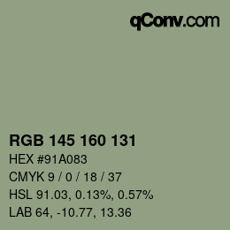 Farbcode: RGB 145 160 131 | qconv.com