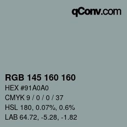 Color code: RGB 145 160 160 | qconv.com