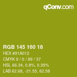 Farbcode: RGB 145 160 18 | qconv.com