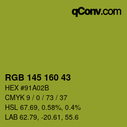 Color code: RGB 145 160 43 | qconv.com