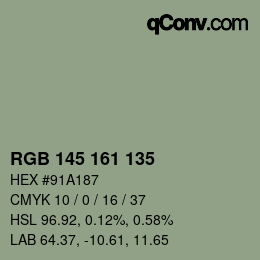 Código de color: RGB 145 161 135 | qconv.com