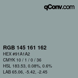 Color code: RGB 145 161 162 | qconv.com