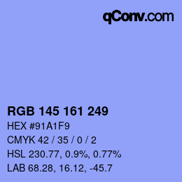 Color code: RGB 145 161 249 | qconv.com