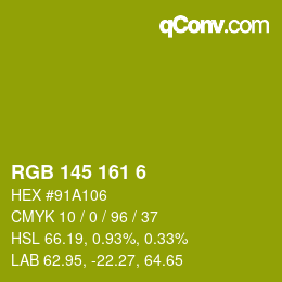 Color code: RGB 145 161 6 | qconv.com