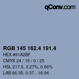 カラーコード: RGB 145 162.4 191.4 | qconv.com