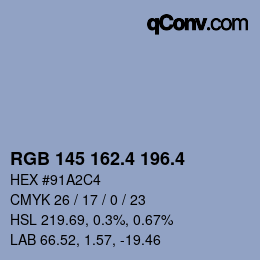 カラーコード: RGB 145 162.4 196.4 | qconv.com