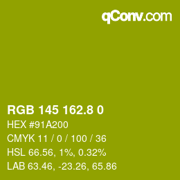 カラーコード: RGB 145 162.8 0 | qconv.com