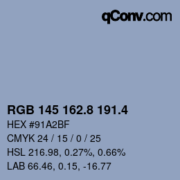 カラーコード: RGB 145 162.8 191.4 | qconv.com