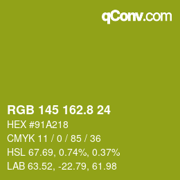 カラーコード: RGB 145 162.8 24 | qconv.com