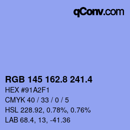 カラーコード: RGB 145 162.8 241.4 | qconv.com