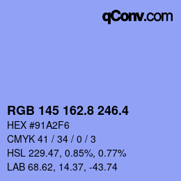 カラーコード: RGB 145 162.8 246.4 | qconv.com