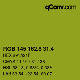 カラーコード: RGB 145 162.8 31.4 | qconv.com